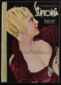2x898 SINTONIA Argentinean magazine March 24, 1934 Thelma Todd, Jean Harlow, George Raft & more!