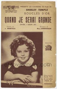 2x551 CURLY TOP French sheet music '35 cute smiling portrait of Shirley Temple, When I Grow Up!