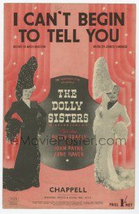 2x839 DOLLY SISTERS English sheet music '45 Betty Grable & June Haver, I Can't Begin to Tell You!
