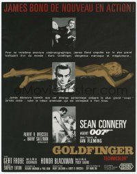 2x541 GOLDFINGER French trade ad '64 art of Sean Connery as James Bond + sexy golden Shirley Eaton