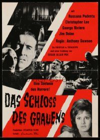 2x261 HORROR CASTLE German trade ad '64 Christopher Lee, Podesta, La Vergine di Norimberga!
