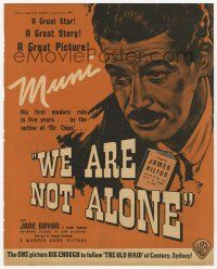 2x788 WE ARE NOT ALONE Australian trade ad '40 great art of Paul Muni, from James Hilton novel!