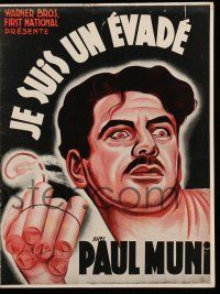 2x599 I AM A FUGITIVE FROM A CHAIN GANG French pb '33 great art of escaped convict Paul Muni!