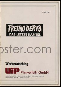 2x296 FRIDAY THE 13th - THE FINAL CHAPTER German pressbook '84 Part IV, Jason's unlucky day!