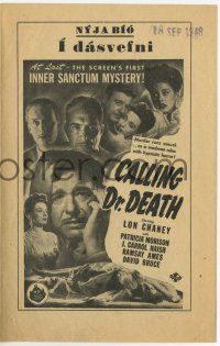 2x974 CALLING DR. DEATH Icelandic program '48 Lon Chaney Jr. in the first Inner Sanctum Mystery!