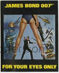 2x847 FOR YOUR EYES ONLY English trade ad '81 Brian Bysouth art of Roger Moore as James Bond 007!