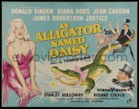 2y511 ALLIGATOR NAMED DAISY English 1/2sh '57 sexy Diana Dors and wacky reptile holding flower!