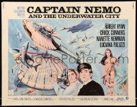 2y570 CAPTAIN NEMO & THE UNDERWATER CITY 1/2sh '70 artwork of cast, scuba divers & cool ship!