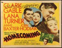 2y684 HOMECOMING style B 1/2sh '48 close up of Clark Gable & Lana Turner, Anne Baxter, John Hodiak