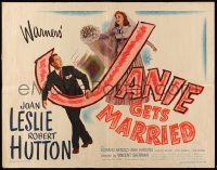 2y701 JANIE GETS MARRIED style A 1/2sh '46 Joan Leslie, Robert Hutton, art of newlyweds!