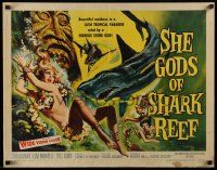 2y875 SHE GODS OF SHARK REEF 1/2sh '58 Corman, AIP, Reynold Brown art of naked swimmers & sharks!