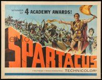 2y893 SPARTACUS 1/2sh '61 classic Stanley Kubrick & Kirk Douglas epic, cool gladiator art!