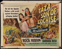 2y914 TAZA SON OF COCHISE style A 2D 1/2sh '54 Brown art of Native American Rock Hudson, D. Sirk!