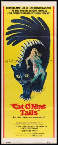 2y074 CAT O' NINE TAILS insert '71 Dario Argento's Il Gatto a Nove Code, wild horror art of cat!