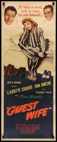 2y218 GUEST WIFE insert '45 great images of Don Ameche, pretty Claudette Colbert, Dick Foran!