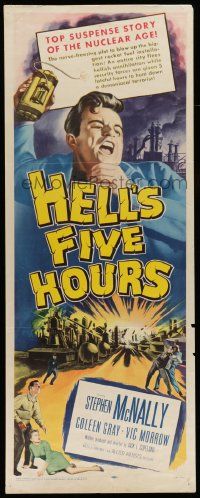 2y228 HELL'S FIVE HOURS insert '58 the top suspense story of the nuclear age, cool artwork!