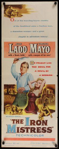 2y257 IRON MISTRESS insert '52 Alan Ladd as Jim Bowie w/ his famous knife & sexy Virginia Mayo!