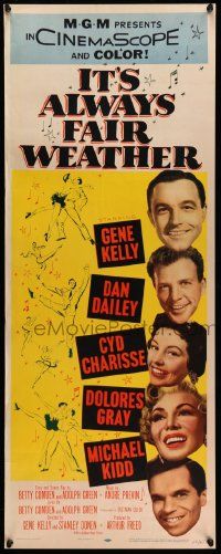 2y259 IT'S ALWAYS FAIR WEATHER insert '55 Gene Kelly, Cyd Charisse, Dan Dailey & Dolores Gray!