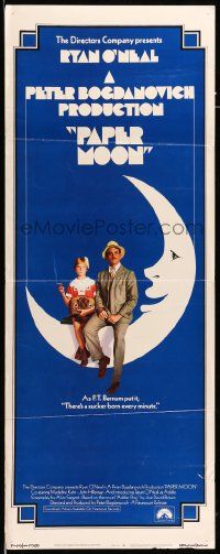 2y338 PAPER MOON insert '73 great image of smoking Tatum O'Neal with dad Ryan O'Neal!