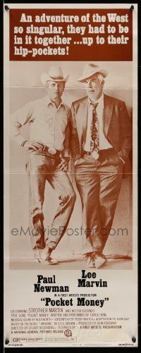 2y351 POCKET MONEY insert '72 great full-length portrait of Paul Newman & Lee Marvin!