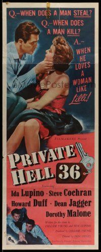 2y358 PRIVATE HELL 36 insert '54 sexy Ida Lupino makes men steal and kill, directed by Don Siegel!