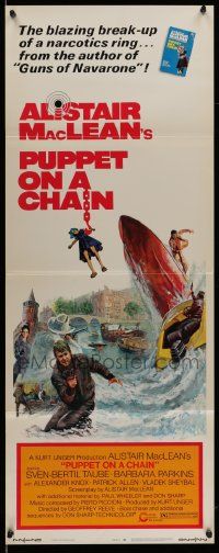 2y360 PUPPET ON A CHAIN insert '72 Alistair MacLean novel, Sven-Bertil Taube, boat chase art!