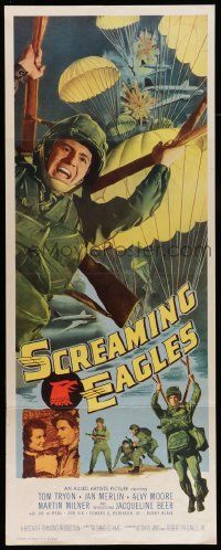 2y387 SCREAMING EAGLES insert '56 cool image of paratrooper Tom Tryon!