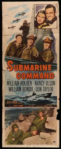 2y418 SUBMARINE COMMAND insert '51 William Holden, Nancy Olson, William Bendix, Don Taylor!