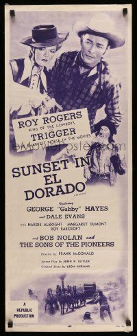 2y423 SUNSET IN EL DORADO insert R54 cool images of Roy Rogers, Gabby Hayes & sexy Dale Evans!