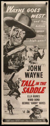 2y429 TALL IN THE SADDLE insert R53 cool western artwork of big John Wayne & Gabby Hayes!
