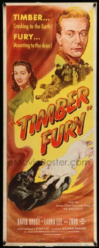 2y446 TIMBER FURY insert '50 from James Oliver Curwood story, David Bruce, Laura Lee!