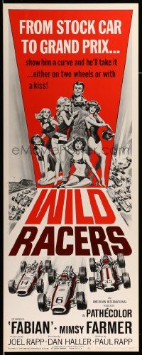 2y488 WILD RACERS insert '68 Fabian, AIP, cool art of formula one car racing & sexy babes!