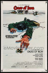 2z155 CROSS OF IRON 1sh '77 Sam Peckinpah, Tanenbaum art of fallen World War II Nazi soldier!