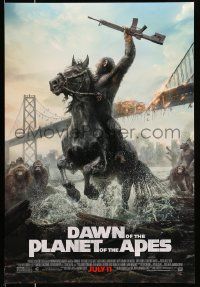 2z167 DAWN OF THE PLANET OF THE APES style C advance DS 1sh '14 great image of ape on horseback!