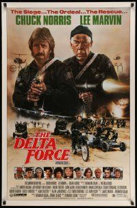 2z172 DELTA FORCE 1sh '86 cool art of Chuck Norris & Lee Marvin firing guns by S. Watts!