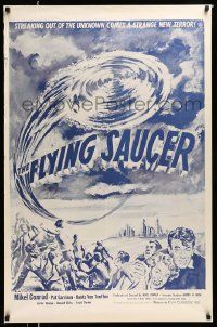 2z252 FLYING SAUCER 1sh R53 cool sci-fi artwork of UFOs from space & terrified people!