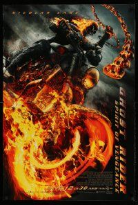 2z281 GHOST RIDER: SPIRIT OF VENGEANCE advance DS 1sh '12 Nicolas Cage, fiery motorcycle!