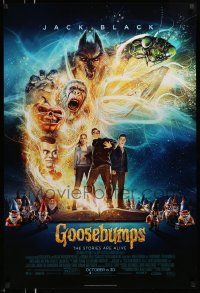 2z302 GOOSEBUMPS advance DS 1sh '15 Rob Letterman, Jack Black, Minnette, incredible fantasy image!