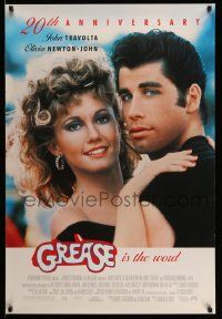 2z308 GREASE DS 1sh R98 close up of John Travolta & Olivia Newton-John in a most classic musical!