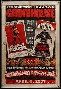 2z314 GRINDHOUSE advance DS 1sh '07 Rodriguez & Tarantino, Planet Terror & Death Proof!