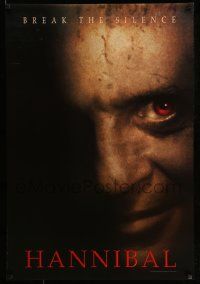 2z323 HANNIBAL teaser DS 1sh '00 creepy close up of red-eyed Anthony Hopkins as Dr. Lector!