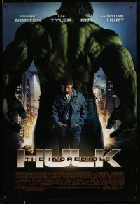 2z393 INCREDIBLE HULK DS 1sh '08 Liv Tyler, Edward Norton, cool image of the creature!