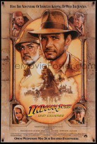 2z401 INDIANA JONES & THE LAST CRUSADE advance 1sh '89 Ford/Connery over a brown background by Drew