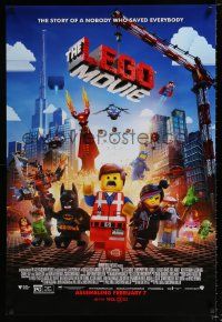 2z466 LEGO MOVIE advance DS 1sh '14 the story of a nobody who saved everybody!