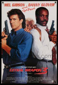 2z472 LETHAL WEAPON 3 advance 1sh '92 great image of cops Mel Gibson, Glover, & Joe Pesci!
