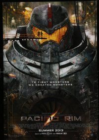 2z568 PACIFIC RIM Summer advance DS 1sh '13 Guillermo del Toro directed sci-fi, CGI image, Hunnam!