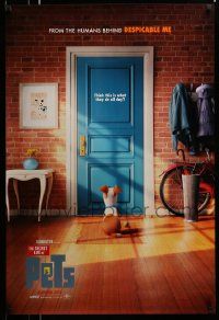 2z673 SECRET LIFE OF PETS advance DS 1sh '16 cool CGI image of dog sitting behind door with ball!
