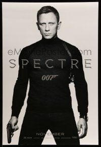 2z705 SPECTRE teaser DS 1sh '15 cool image of Daniel Craig as James Bond 007 with gun!