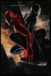 2z708 SPIDER-MAN 3 teaser DS 1sh '07 Raimi, the battle within, Maguire in red/black suits, textured