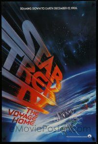 2z715 STAR TREK IV teaser 1sh '86 Leonard Nimoy, art of title racing towards Earth by Bob Peak!